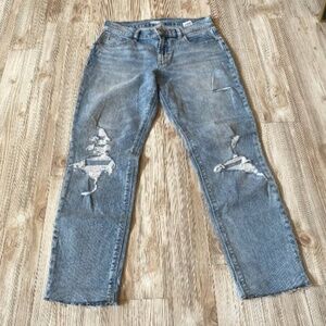 Women’s boyfriend mid rise distressed light wash jeans size 2